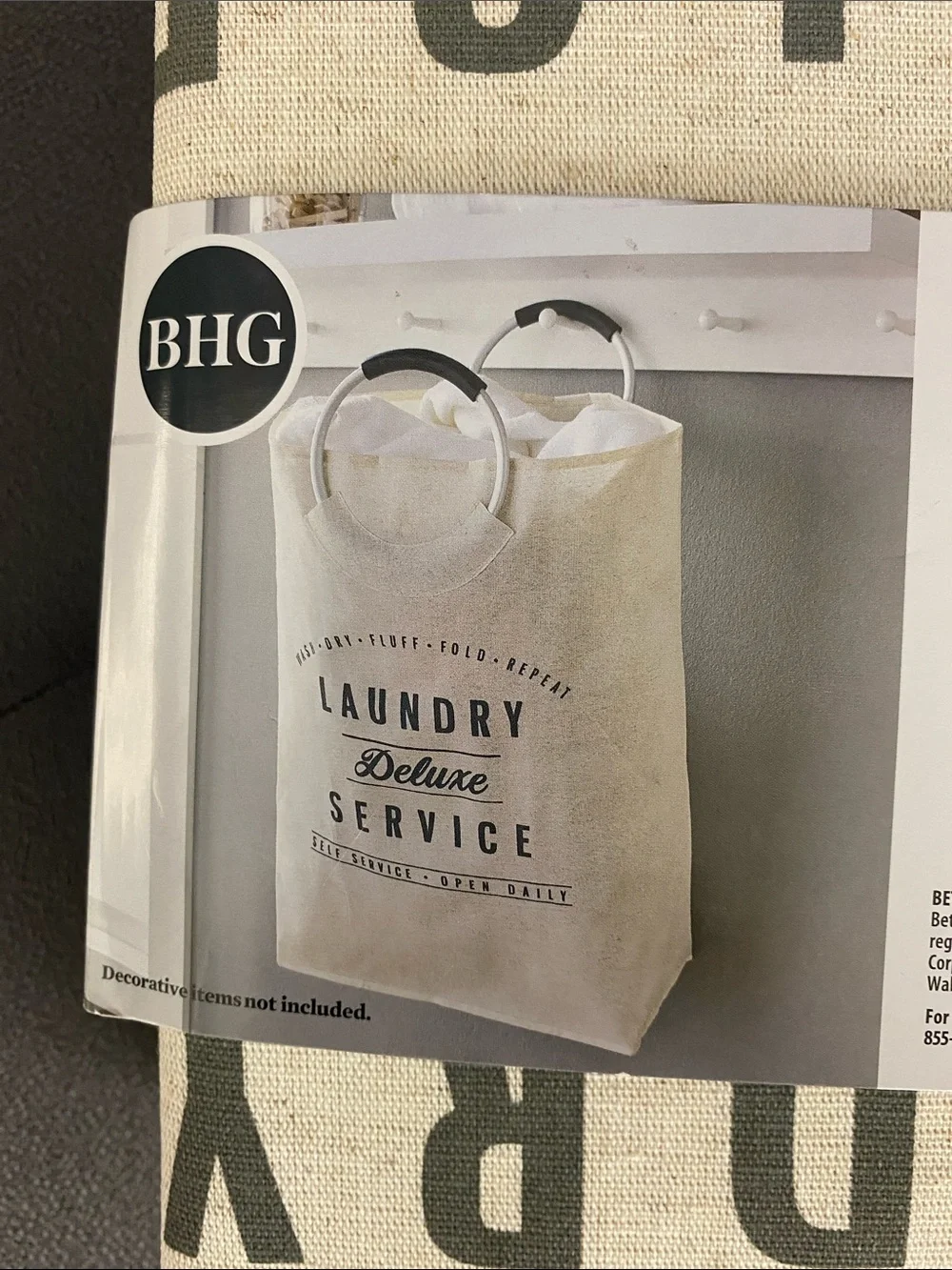 Better Homes And Gardens Gray & Natural Collapsible Laundry Tote